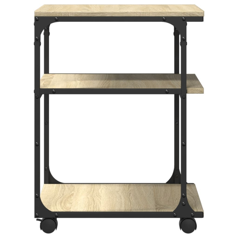 Produktbild för Skrivarställ 3 hyllor sonoma-ek 43x48x64 cm konstruerat trä