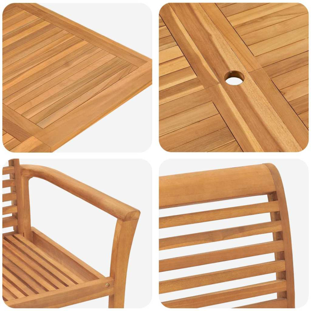 Produktbild för Trädgårdsmöbelset 9 pcs Brun Massivt teakträ