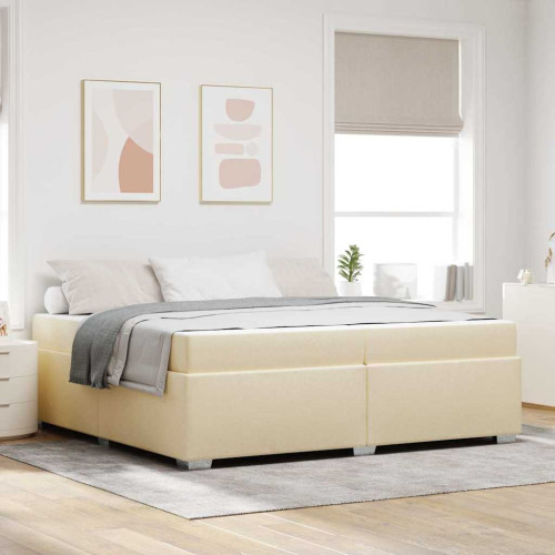 vidaXL Sängram med madrass Kräm 200 x 200 cm tyg