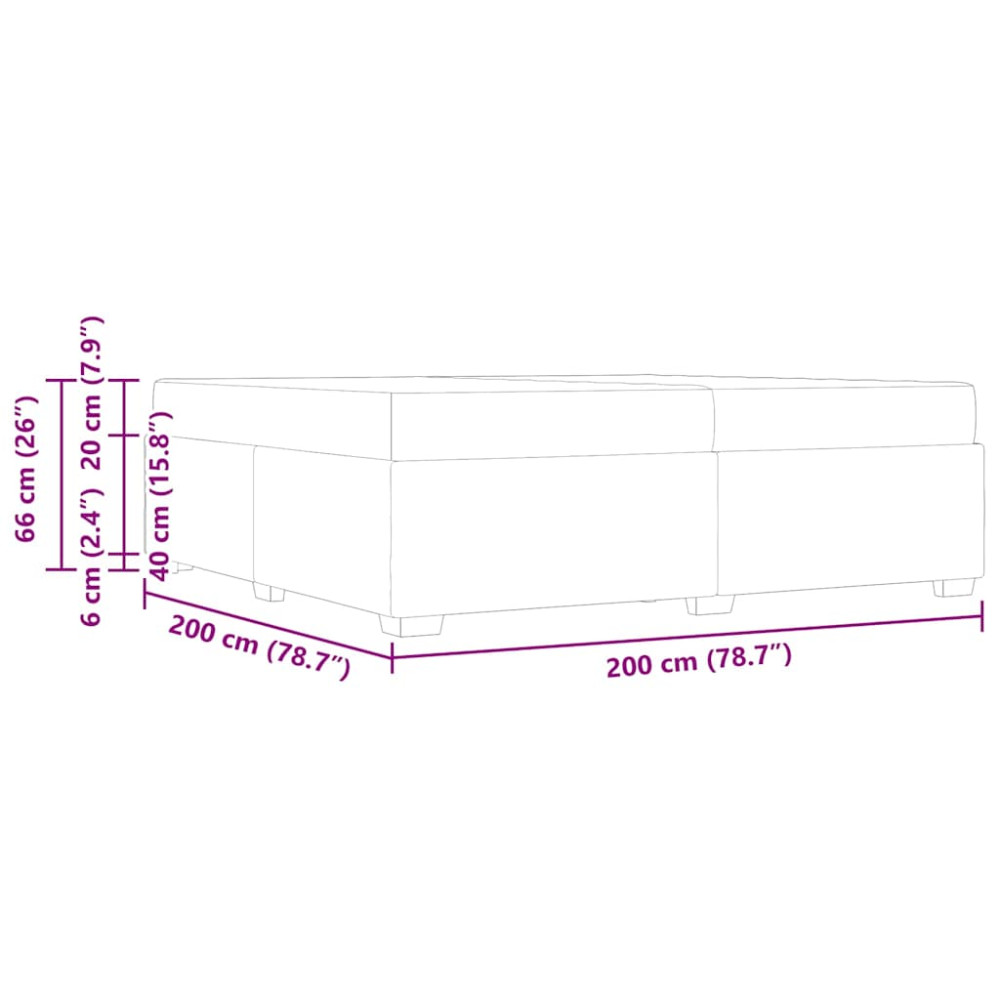 Produktbild för Sängram med madrass Kräm 200 x 200 cm tyg