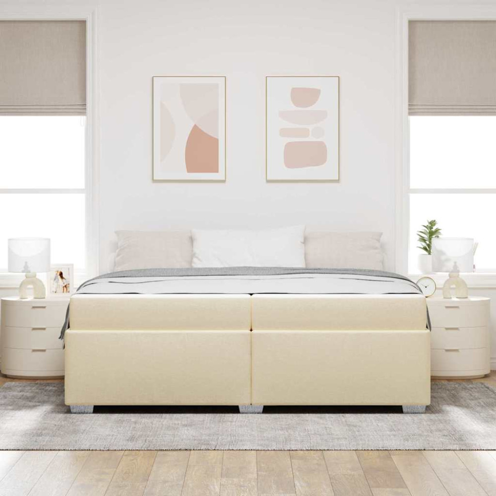 Produktbild för Sängram med madrass Kräm 200 x 200 cm tyg