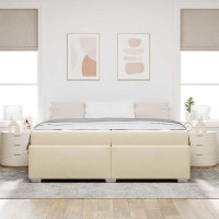 Produktbild för Sängram med madrass Kräm 200 x 200 cm tyg