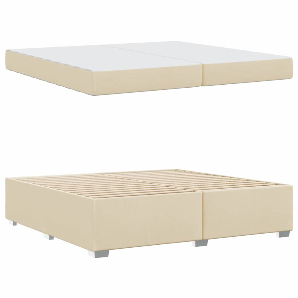Produktbild för Sängram med madrass Kräm 200 x 200 cm tyg