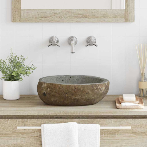 vidaXL Flodstensbassin Ljusgrå (30-37) x (25-30) x 12 cm River Stone