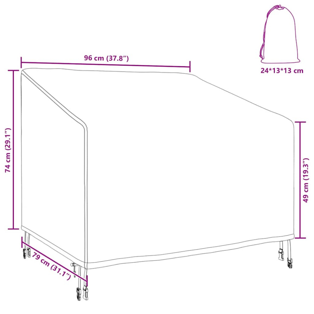 Produktbild för Fodral för trädgårdsstol Svart 96 x 79 x 74 cm 210D Oxford Tyg