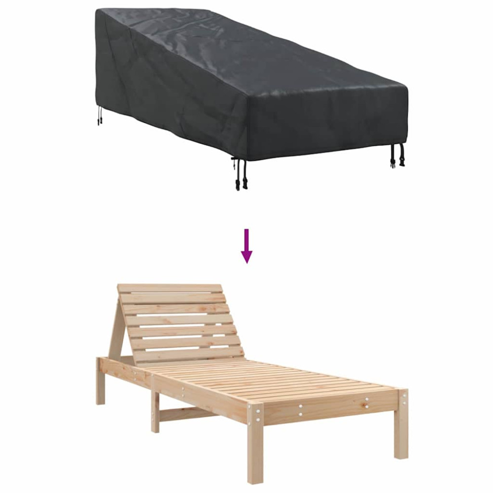 Produktbild för Utomhusmöbelöverdrag Svart 195 x 76 x 82 cm 210D Oxford Tyg