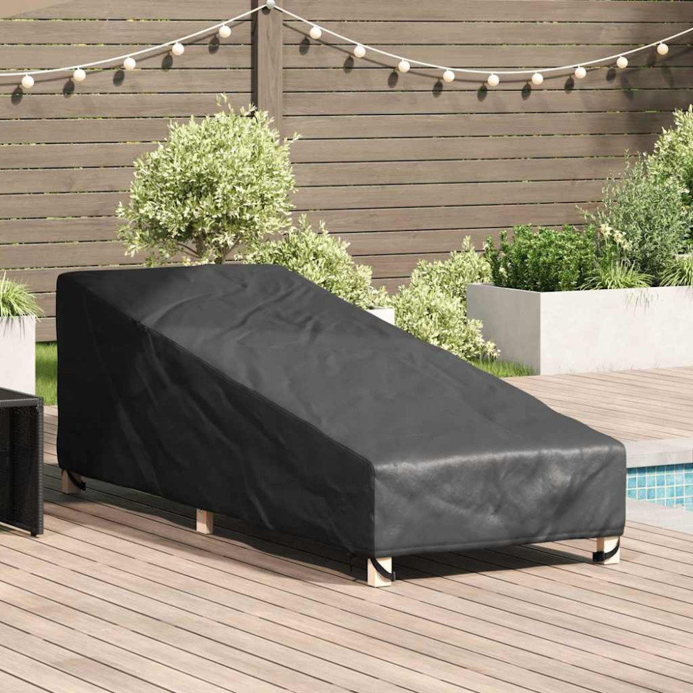 Produktbild för Utomhusmöbelöverdrag Svart 203 x 81 x 63 cm 600D Oxford Tyg