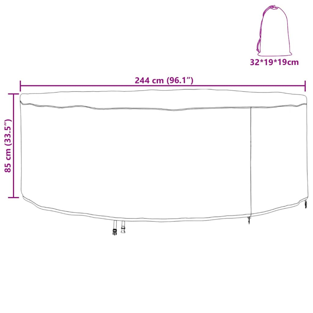 Produktbild för Möbelöverdrag Svart 244 x 244 x 85 cm 210D Oxford Tyg