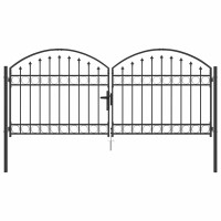 Produktbild för Staketgrind ASSEN 301 x 175,5 cm Stål Grå Låsbar