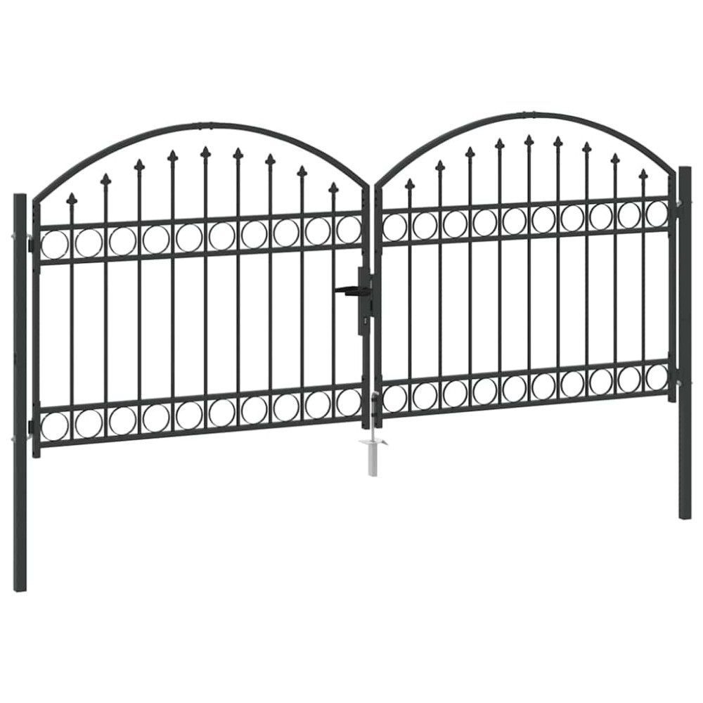 Produktbild för Staketgrind ASSEN 301 x 175,5 cm Stål Grå Låsbar