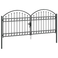 Produktbild för Staketgrind ASSEN 301 x 175,5 cm Stål Grå Låsbar