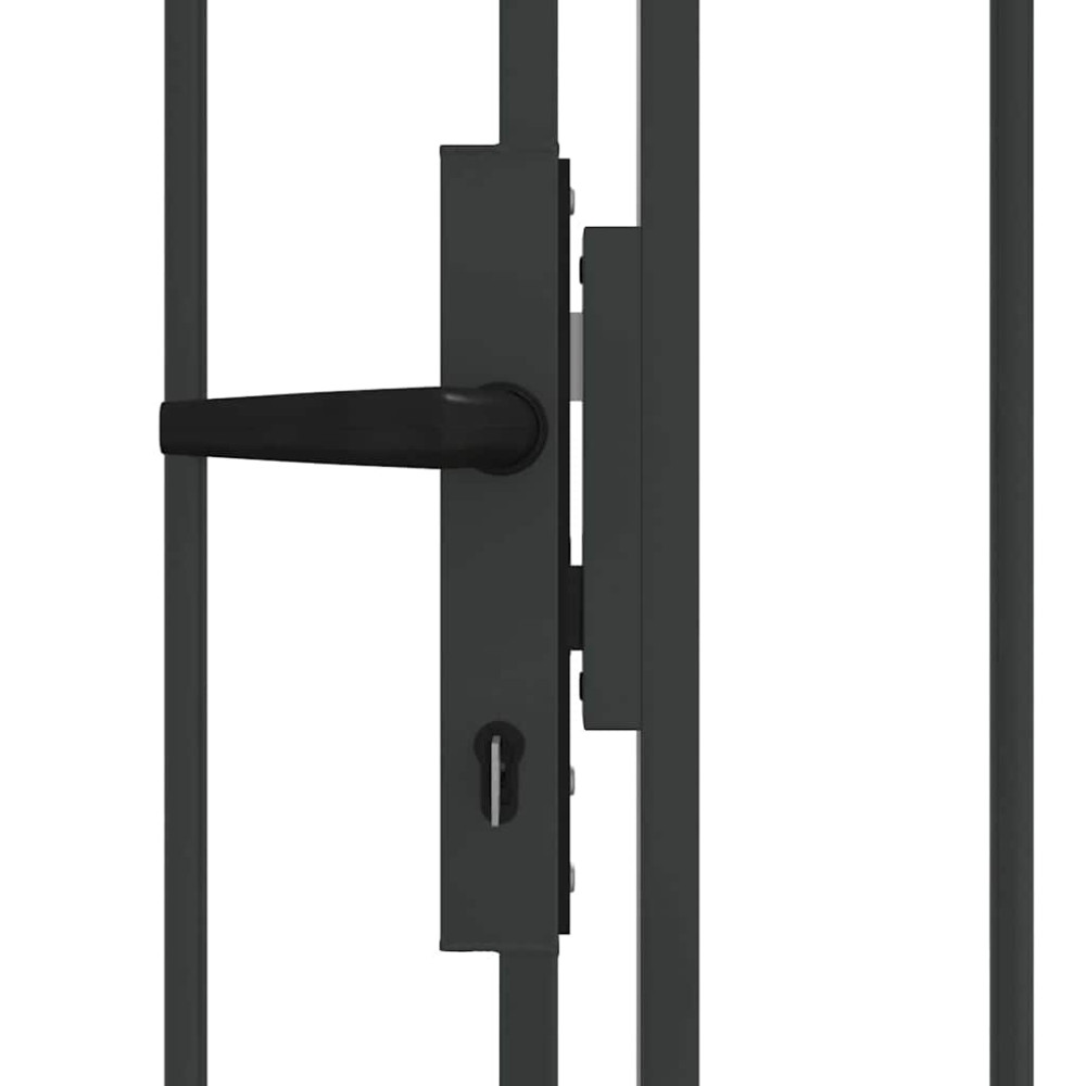 Produktbild för Staketgrind ASSEN 301 x 175,5 cm Stål Grå Låsbar