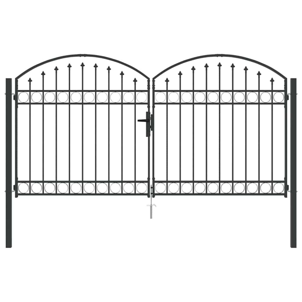 Produktbild för Staketgrind ASSEN 301 x 200 cm Stål Grå Låsbar