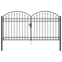 Produktbild för Staketgrind ASSEN 301 x 200 cm Stål Grå Låsbar