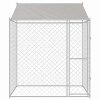 Produktbild för Hundbur med tak Silver 200 x 200 x 258 cm Stål och PE