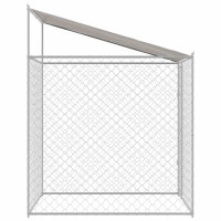 Produktbild för Hundbur med tak Silver 200 x 200 x 258 cm Stål och PE