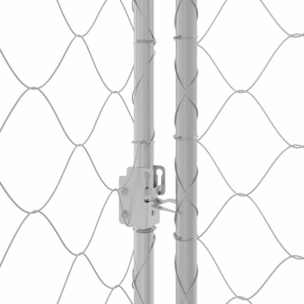 Produktbild för Hundbur med tak Silver 200 x 200 x 258 cm Stål och PE