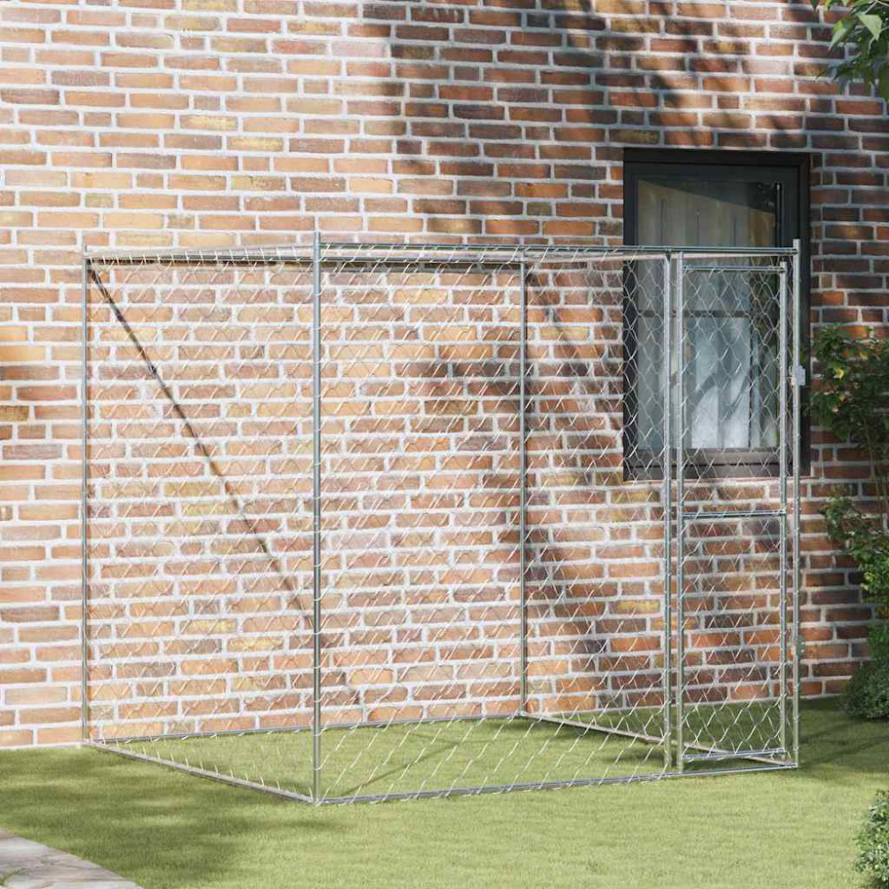 Produktbild för Hundbur Silver 200 x 200 x 200 cm Galvaniserat Stål