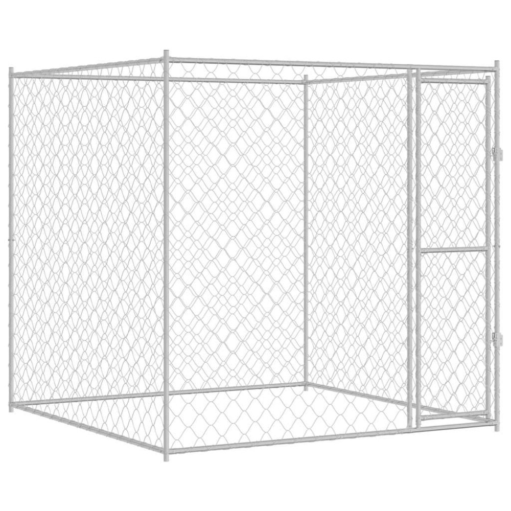 Produktbild för Hundbur Silver 200 x 200 x 200 cm Galvaniserat Stål