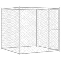 Produktbild för Hundbur Silver 200 x 200 x 200 cm Galvaniserat Stål