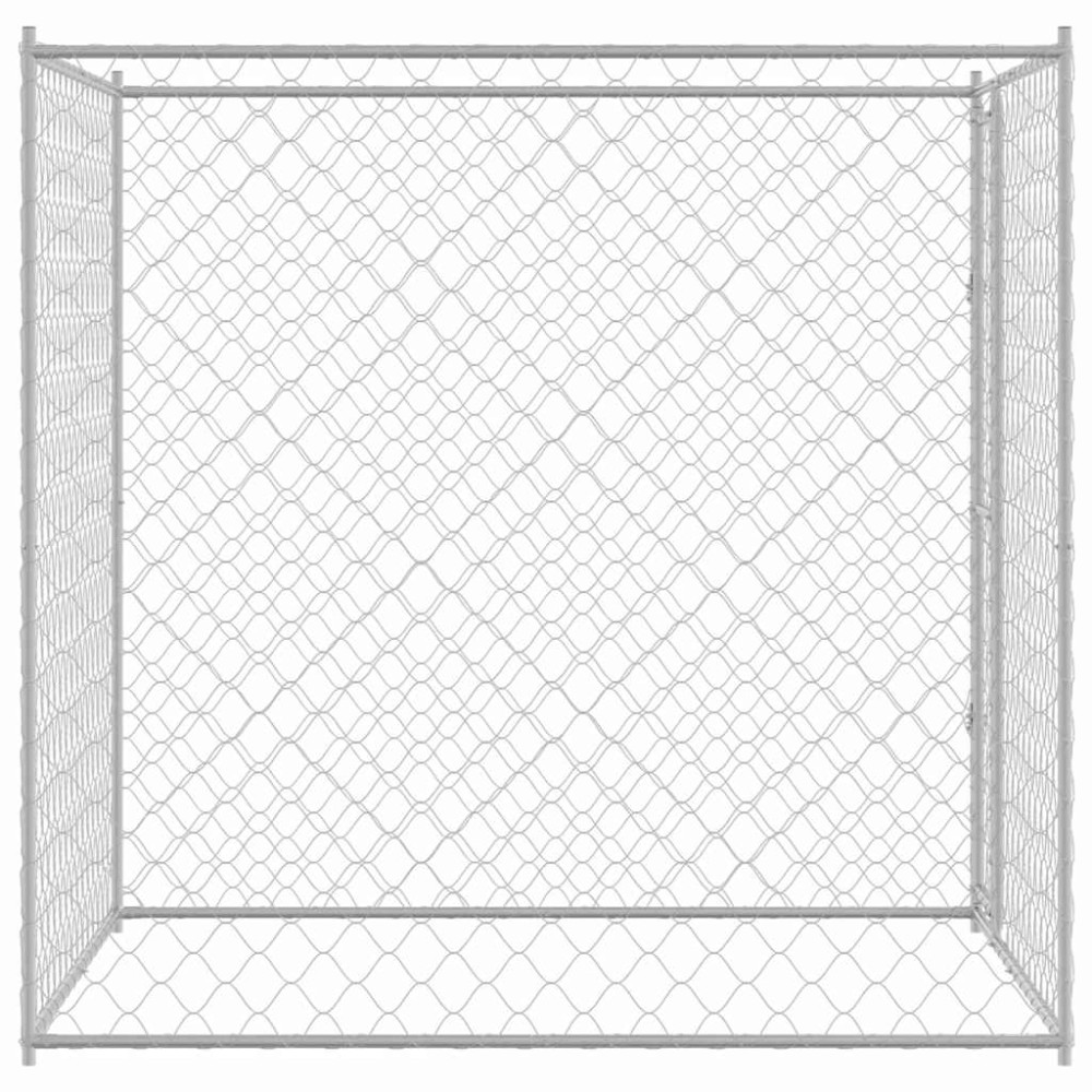 Produktbild för Hundbur Silver 200 x 200 x 200 cm Galvaniserat Stål