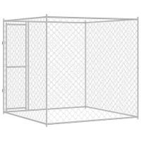 Produktbild för Hundbur Silver 200 x 200 x 200 cm Galvaniserat Stål