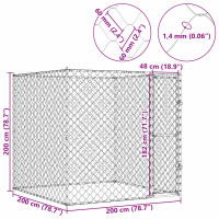 Produktbild för Hundbur Silver 200 x 200 x 200 cm Galvaniserat Stål