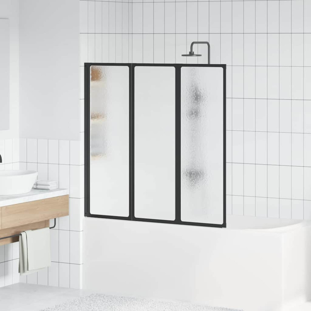 Produktbild för Duschvägg Svart 120 x 2 x 117 cm Aluminium och PP