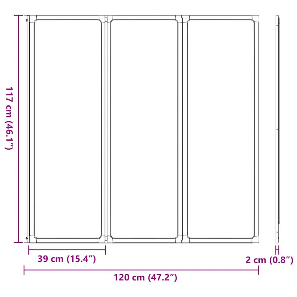 Produktbild för Duschvägg Svart 120 x 2 x 117 cm Aluminium och PP