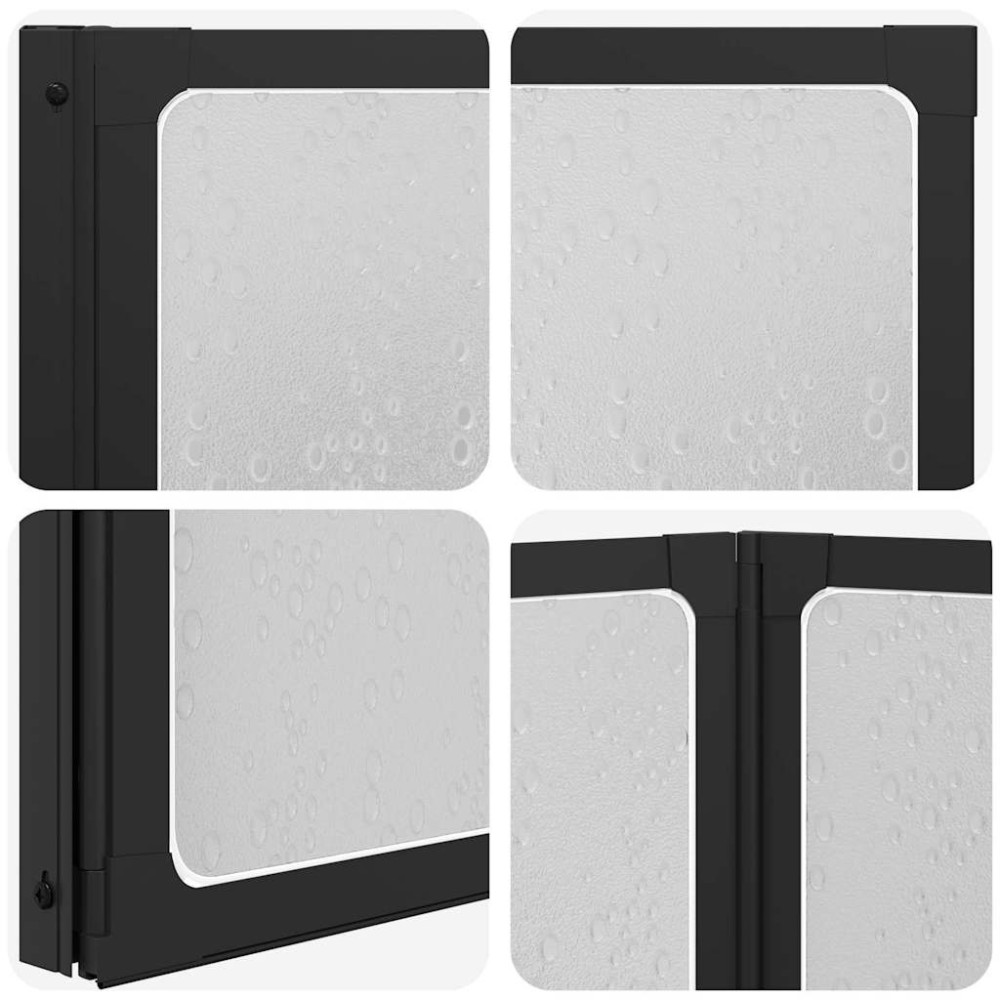 Produktbild för Duschvägg Svart 120 x 2 x 117 cm Aluminium och PP