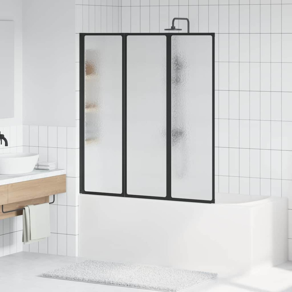 Produktbild för Duschvägg Svart 132 x 2 x 140 cm Aluminium och PP