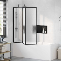 Produktbild för Duschvägg Svart 132 x 2 x 140 cm Aluminium och PP