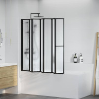 Produktbild för Duschvägg Svart 168 x 140 cm Aluminium