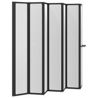 Produktbild för Duschvägg Svart 168 x 140 cm Aluminium