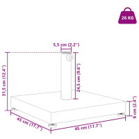 Produktbild för Parasollfot Mörk Grå Trälook 45 x 45 x 31,5 cm