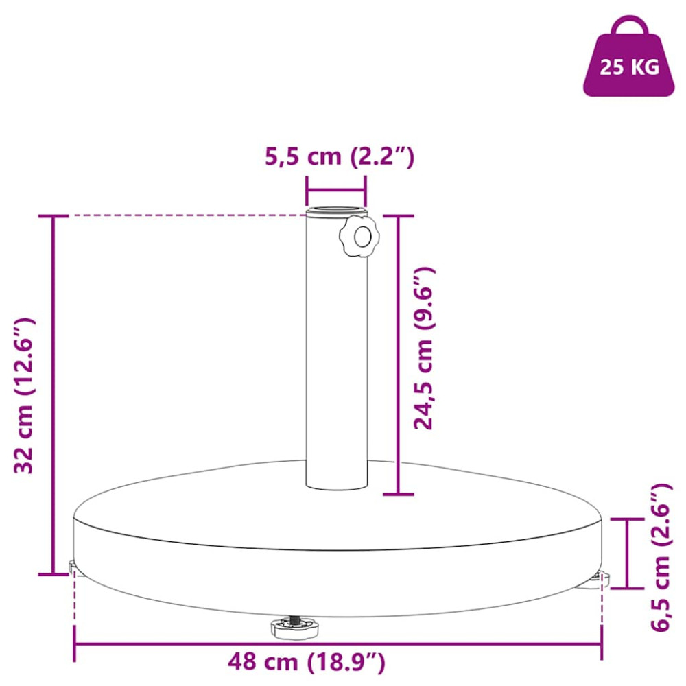 Produktbild för Parasollfot Mörk Grå Trälook 48 x 48 x 32 cm