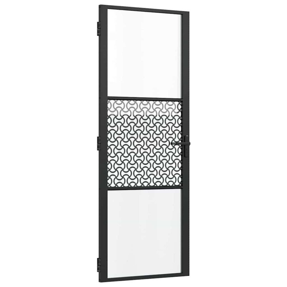 Produktbild för Glasdörr Fiskfjäll Svart 76 x 3,5 x 201,5 cm Aluminium