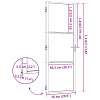 Produktbild för Glasdörr Fiskfjäll Svart 76 x 3,5 x 201,5 cm Aluminium