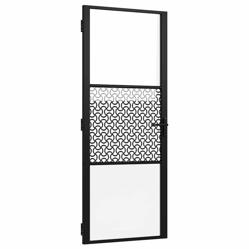 Produktbild för Glasdörr Fiskfjäll Svart 83 x 3,5 x 201,5 cm Aluminium
