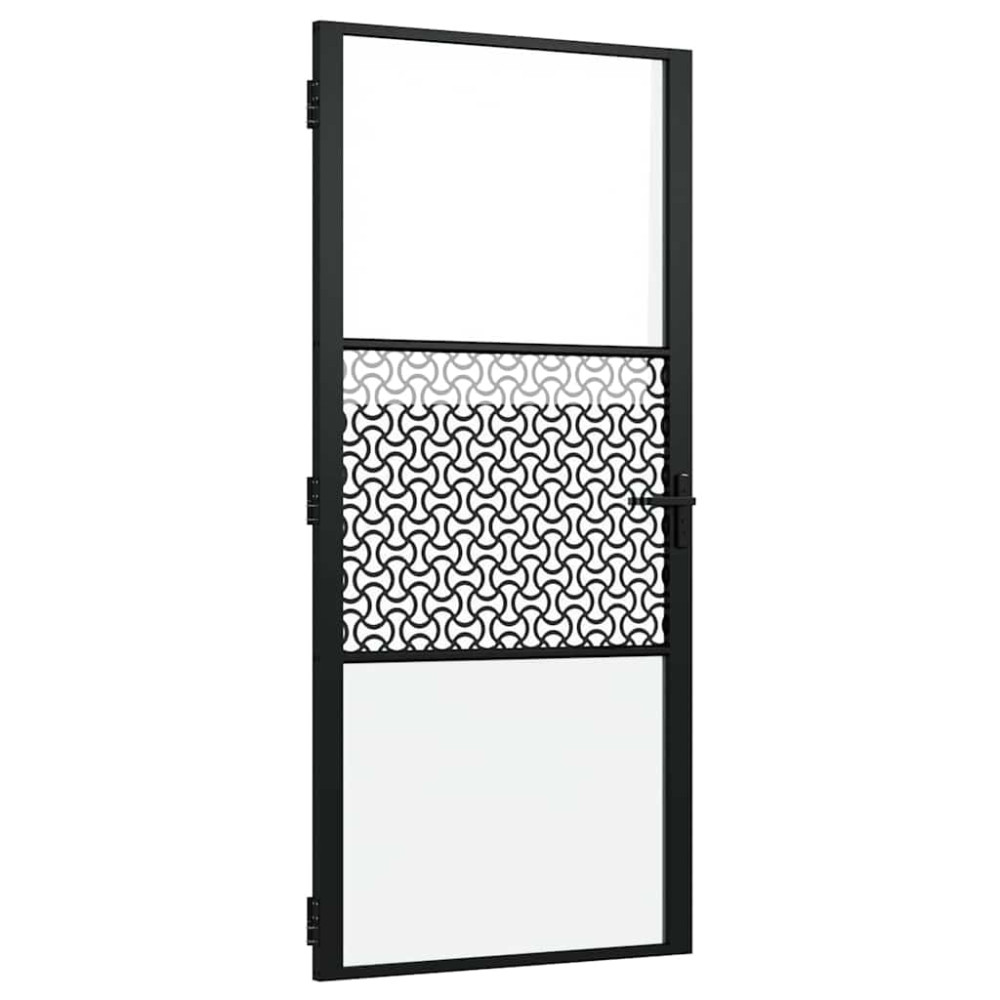 Produktbild för Glasdörr Fiskfjäll Svart 93 x 3,5 x 201,5 cm Aluminium