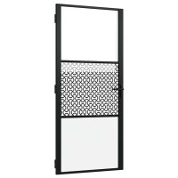 Produktbild för Glasdörr Fiskfjäll Svart 93 x 3,5 x 201,5 cm Aluminium