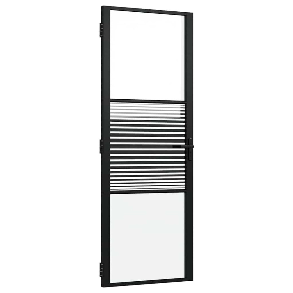 Produktbild för Glasdörr Randig Svart 76 x 3,5 x 201,5 cm Aluminium