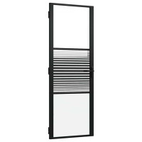 Produktbild för Glasdörr Randig Svart 76 x 3,5 x 201,5 cm Aluminium