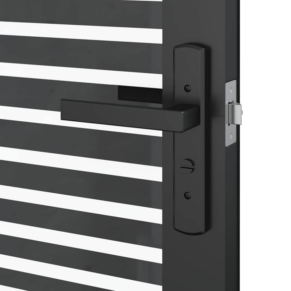 Produktbild för Glasdörr Randig Svart 76 x 3,5 x 201,5 cm Aluminium