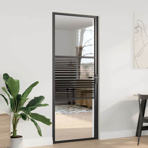 vidaXL Glasdörr Randig Svart 83 x 3,5 x 201,5 cm Aluminium