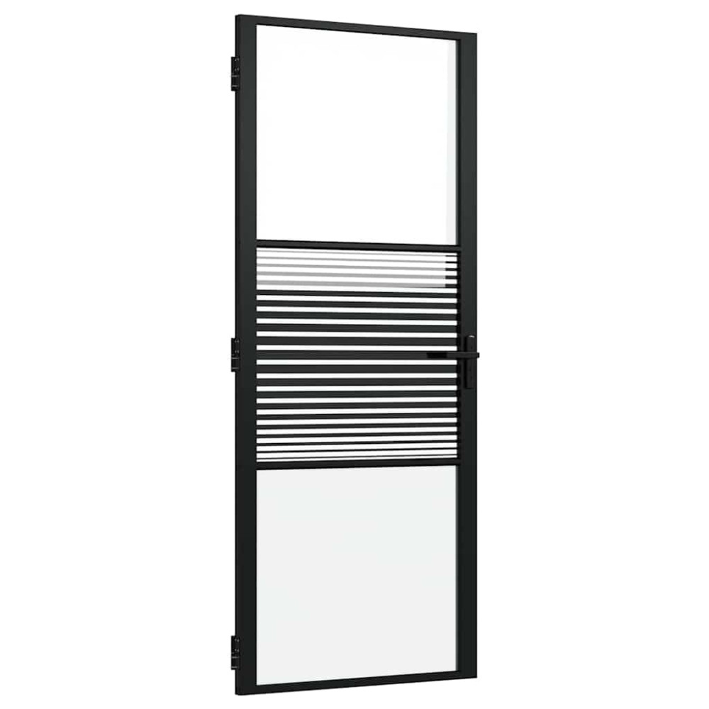 Produktbild för Glasdörr Randig Svart 83 x 3,5 x 201,5 cm Aluminium