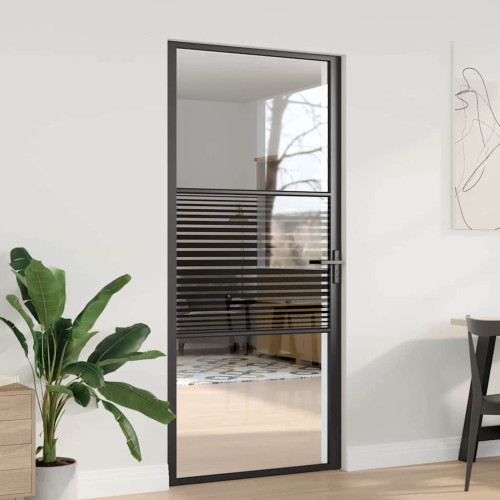 vidaXL Glasdörr Randig Svart 93 x 3,5 x 201,5 cm Aluminium