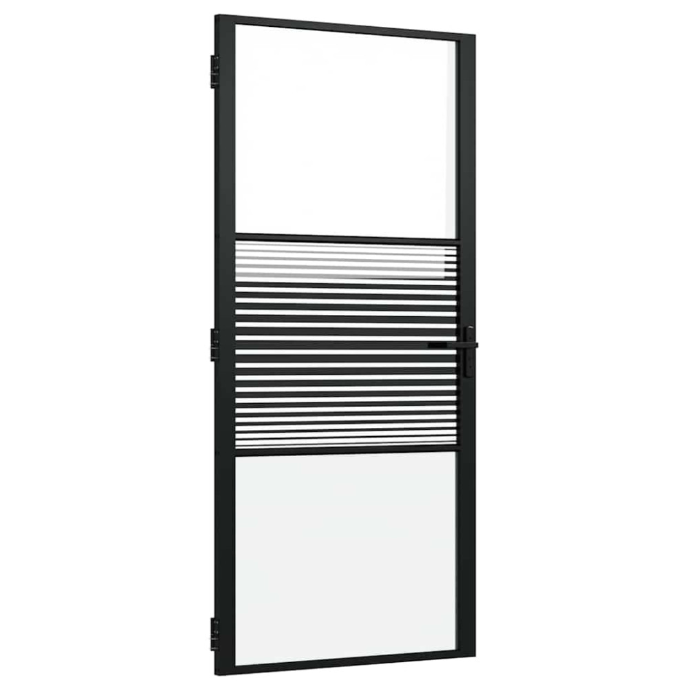 Produktbild för Glasdörr Randig Svart 93 x 3,5 x 201,5 cm Aluminium
