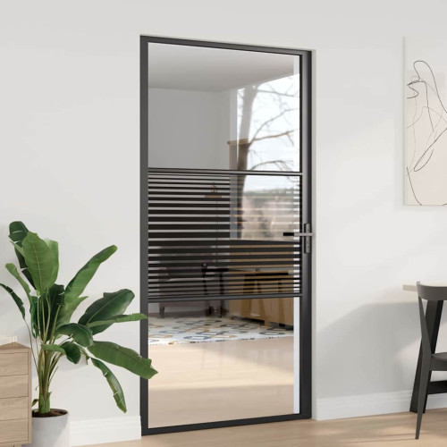 vidaXL Glasdörr Randig Svart 102,5 x 3,5 x 201,5 cm Aluminium