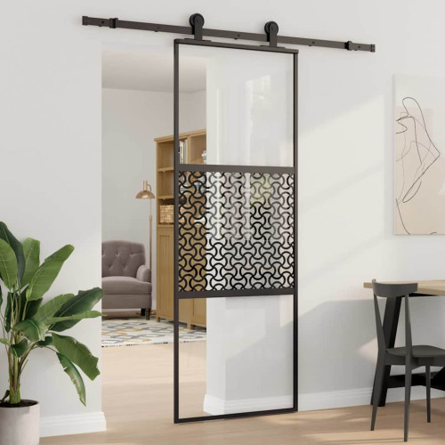 vidaXL Glasdörr Fiskfjäll Svart 76 x 2 x 205 cm Aluminium